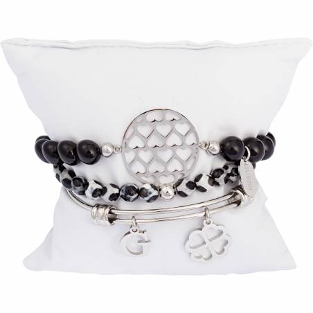 Guess zestaw bransoletek silver/black UBS80021